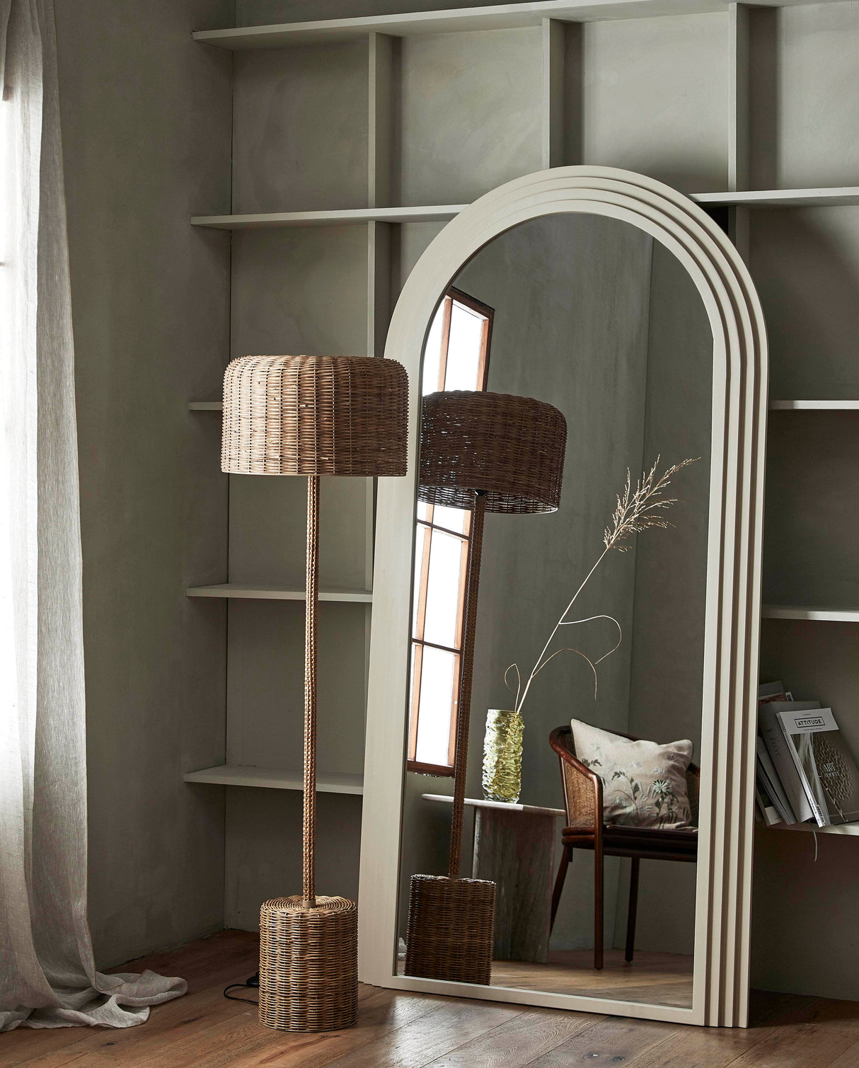 Nordal CANE rattan, floor lamp, natural
