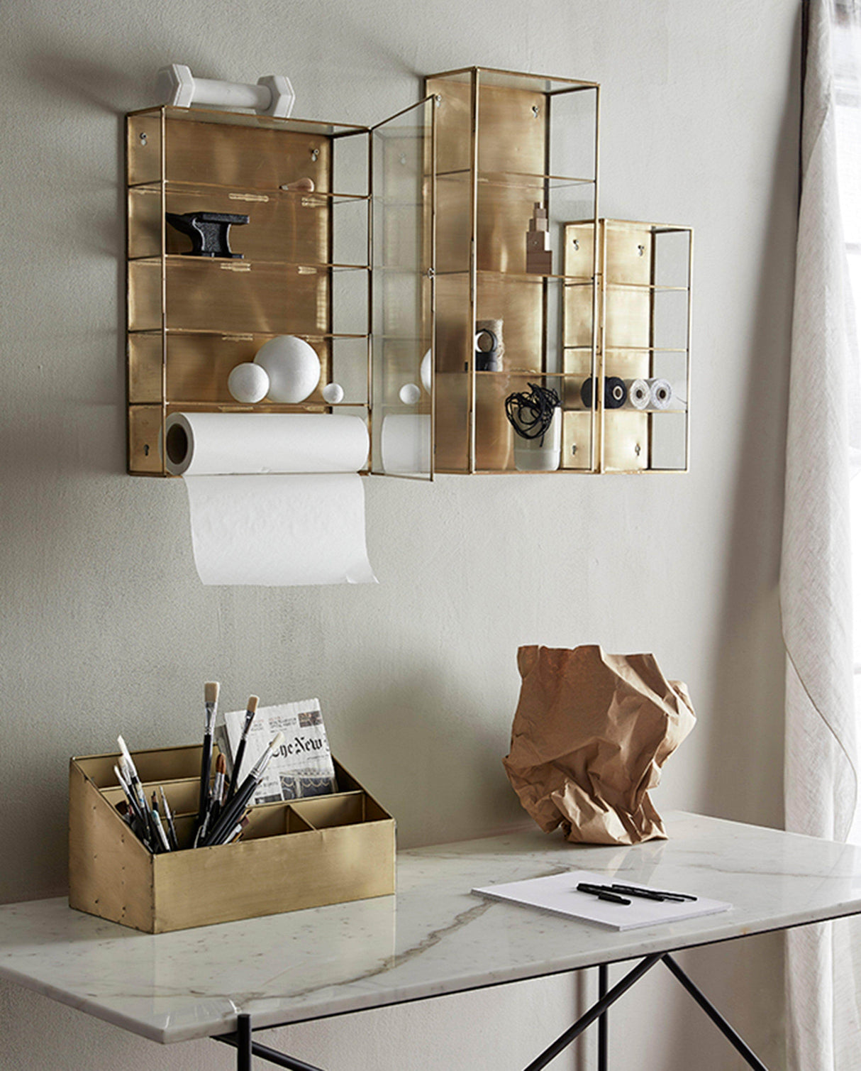 Nordal ADA wall cabinet, L, 3 shelves, gold