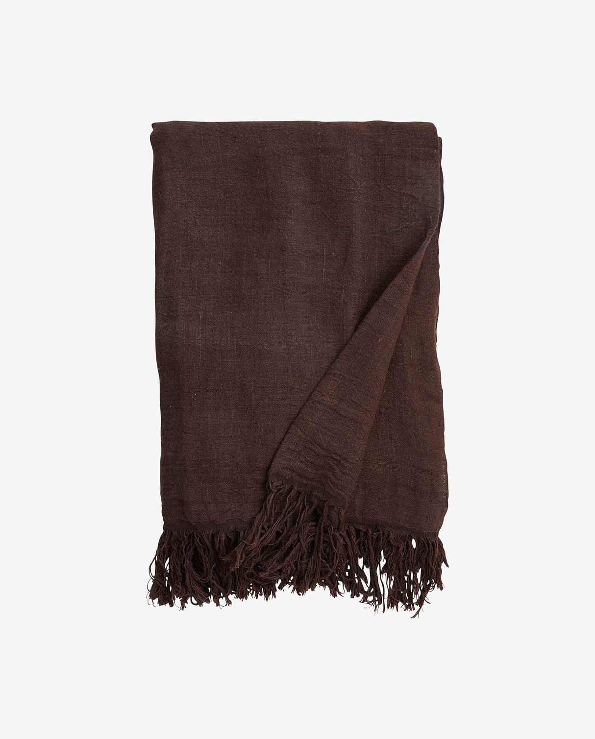 Nordal ALULA bed cover w/fringes, linen, brown