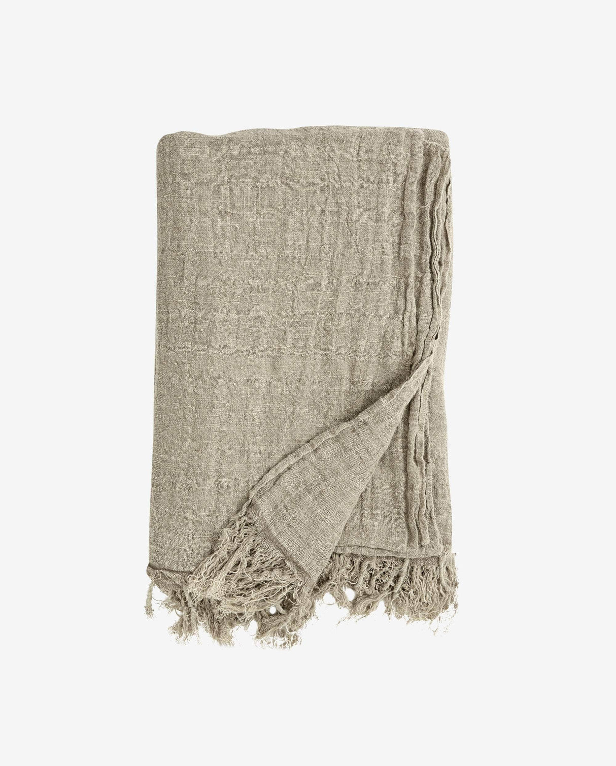 Nordal ALULA bed cover w/fringes, linen,natural