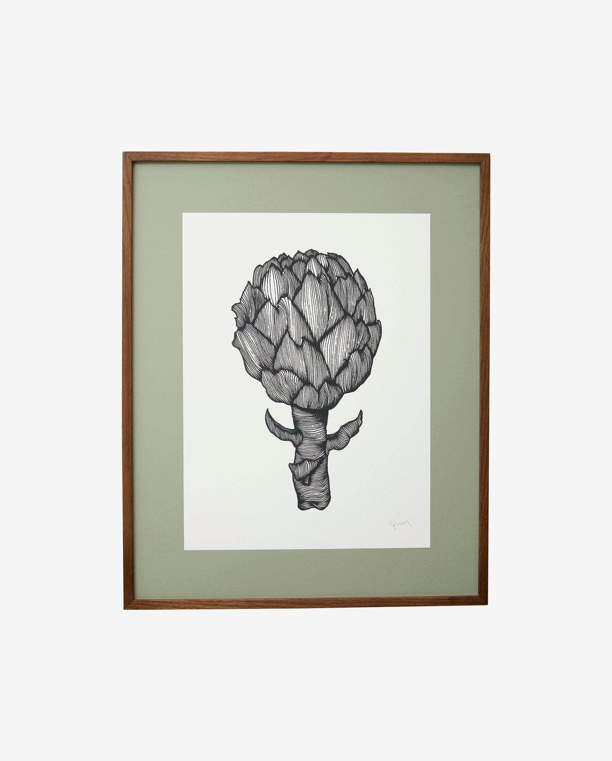 Nordal ARTICHOKE illustration, dark oak frame