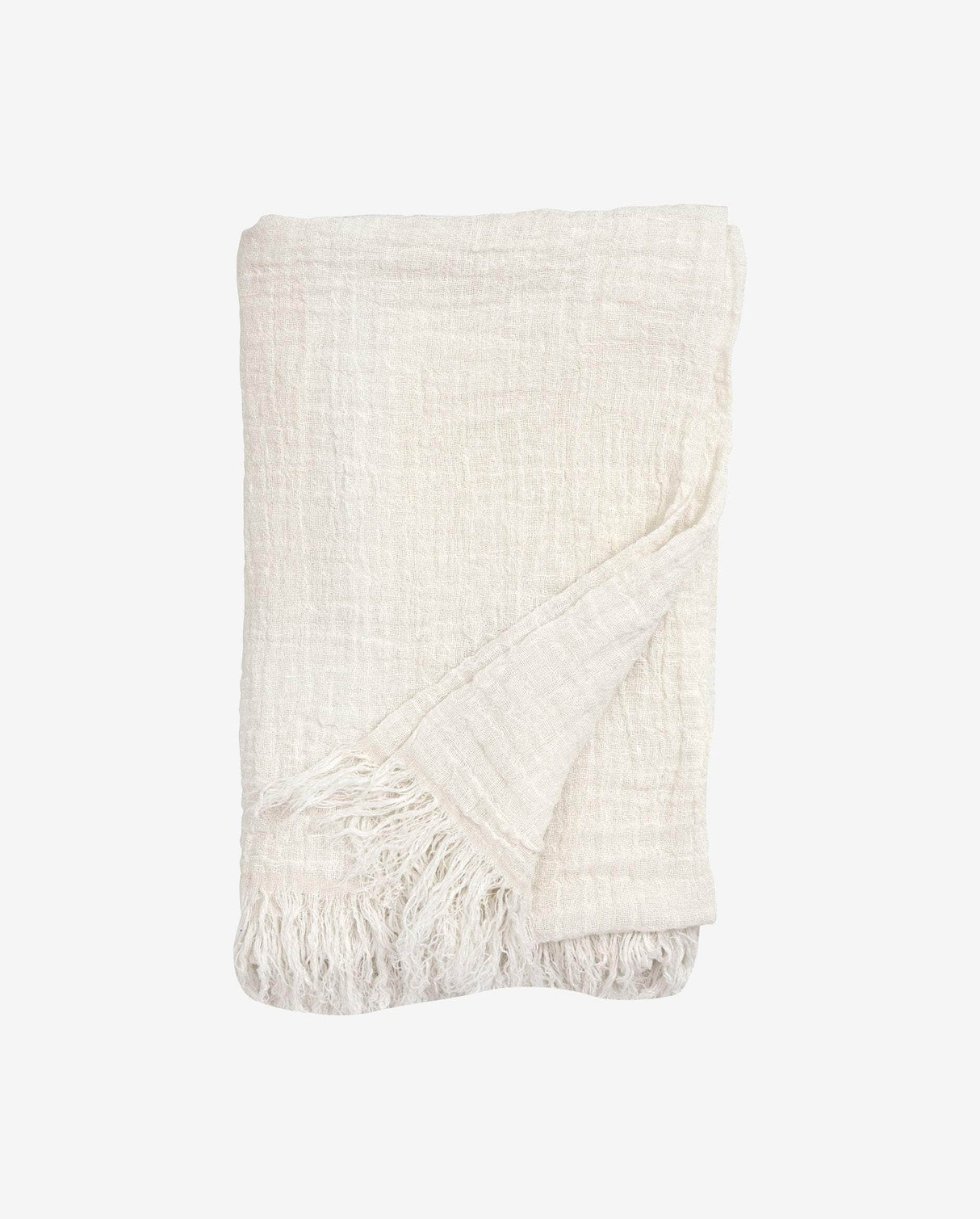 Nordal ALULA bed cover w/fringes, linen, white