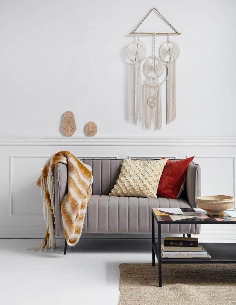 Nordal Wall deco, metal/thread, light grey