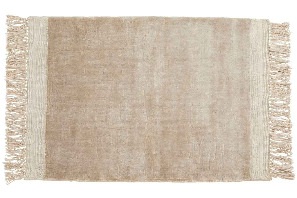 Nordal FILUCA shiny beige carpet w/fringes