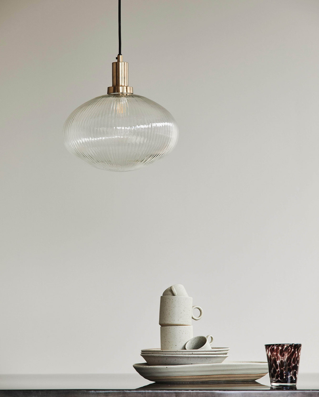 Nordal BONA lamp, clear glass w/grooves