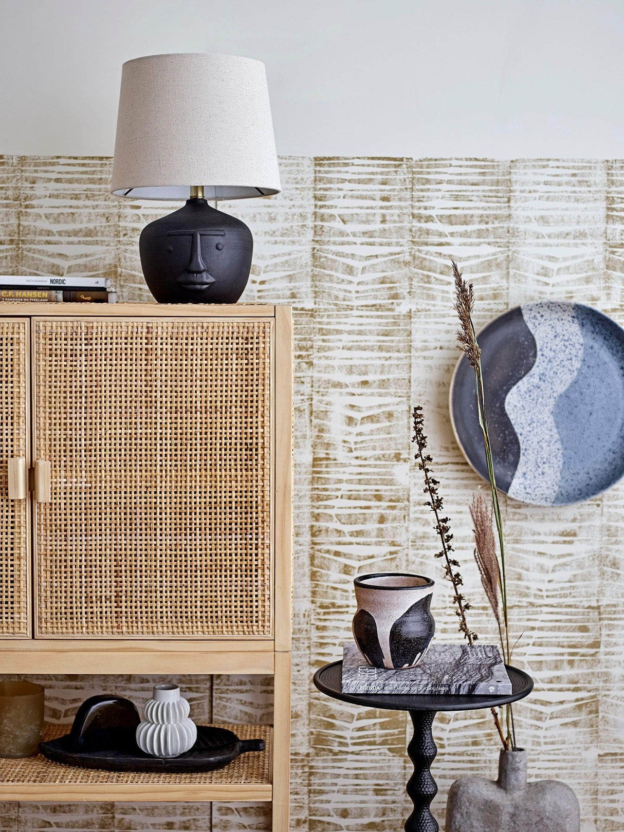 Bloomingville Matheo Bordlampe, Sort, Terrakotta