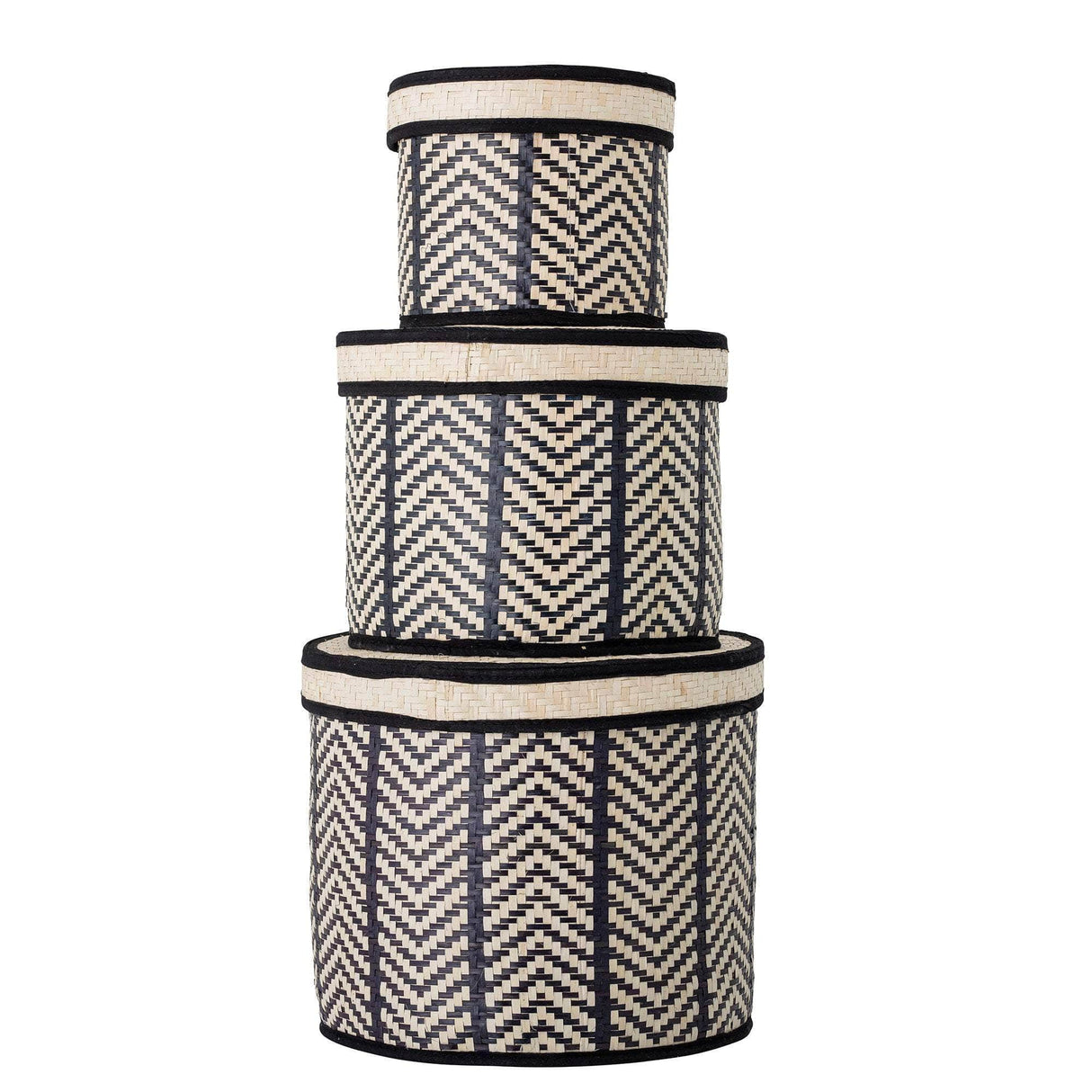 Bloomingville Islim Kurv m/Låg, Sort, Palm Leaf