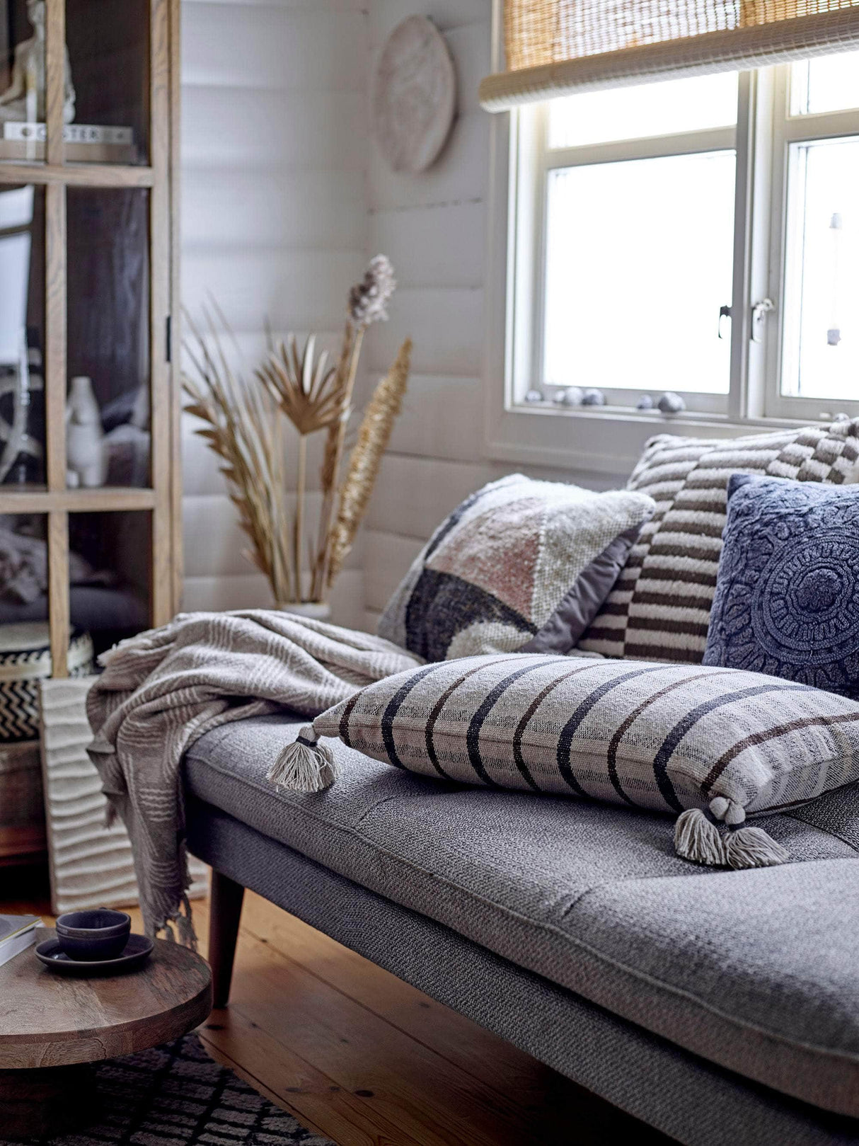 Bloomingville Adin Pude, Blå, Bomuld