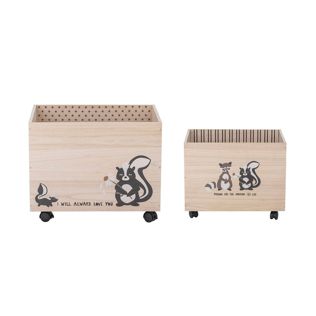 Bloomingville MINI Nonni Opbevaringskasse m/Hjul, Sort, Kejsertræ