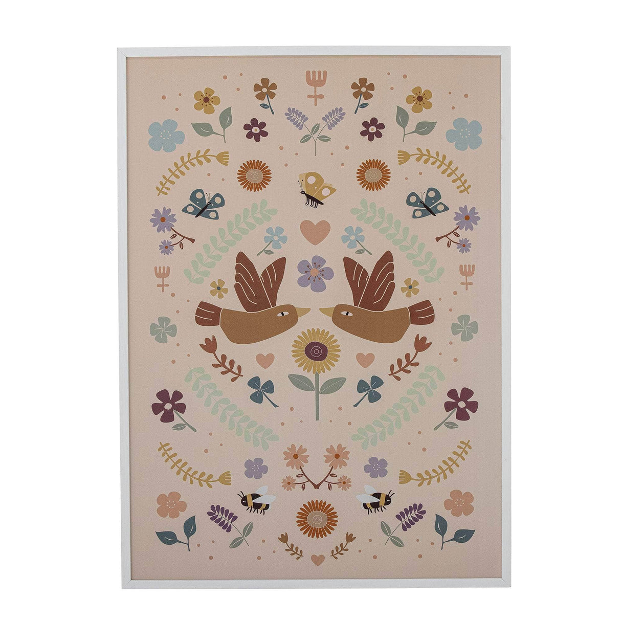 Bloomingville MINI Bryn Illustration med ramme, Hvid, Fyr