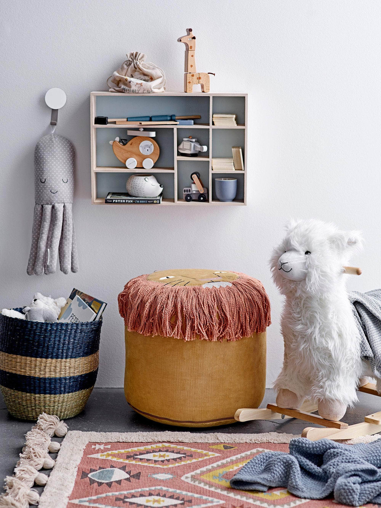Bloomingville MINI Kinto Gyngehest, Lama, Hvid, Polyester