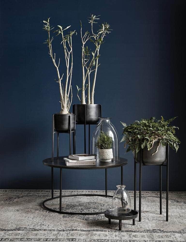 Nordal Planter on stand, medium, black oxidized