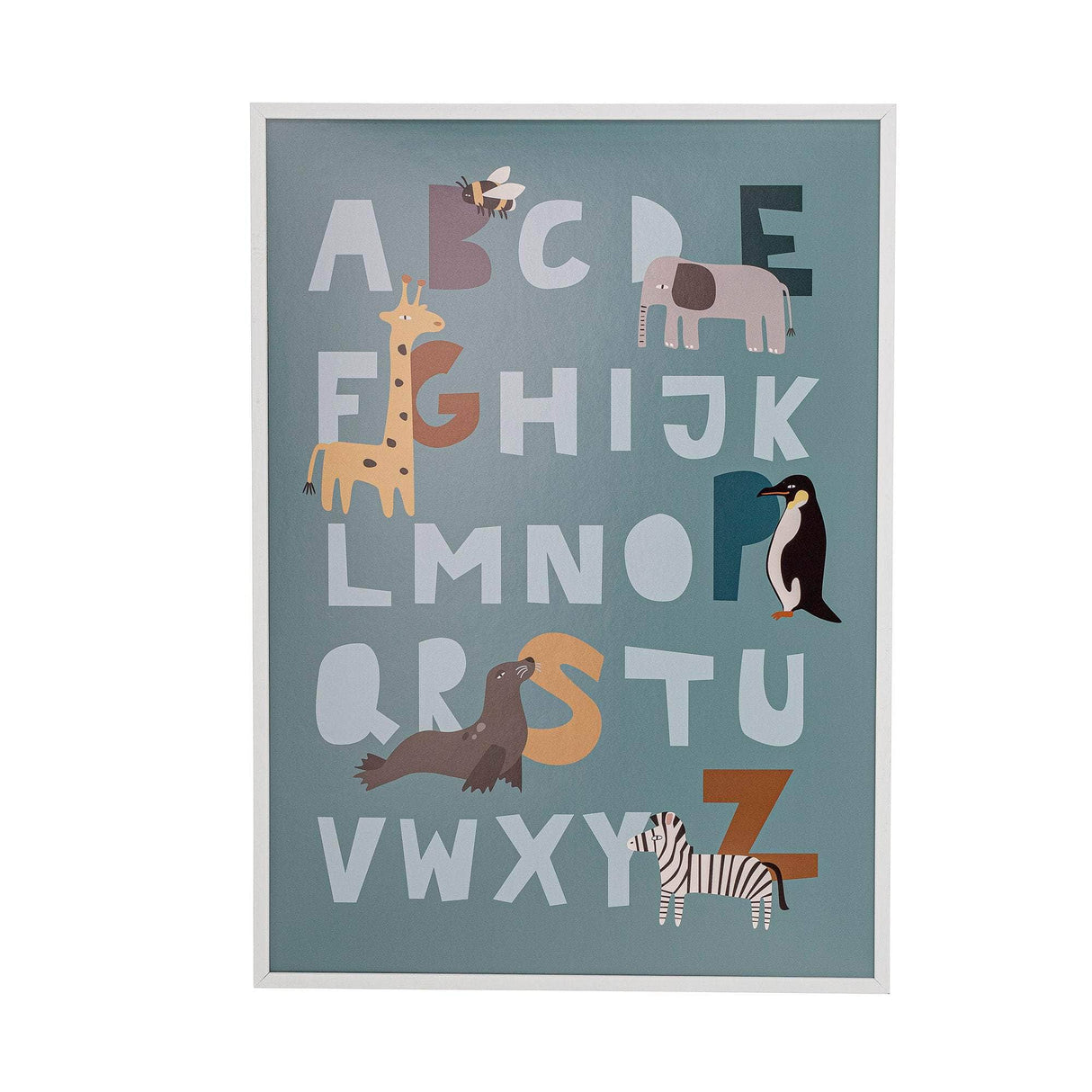 Bloomingville MINI Marine Illustration med ramme, Hvid, Fyr