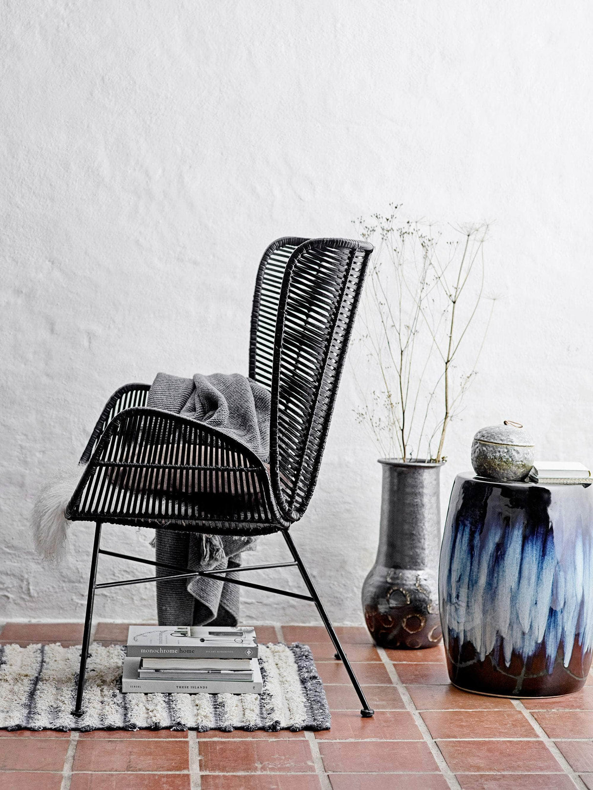 Bloomingville Gorm Deko Vase, Sort, Terrakotta