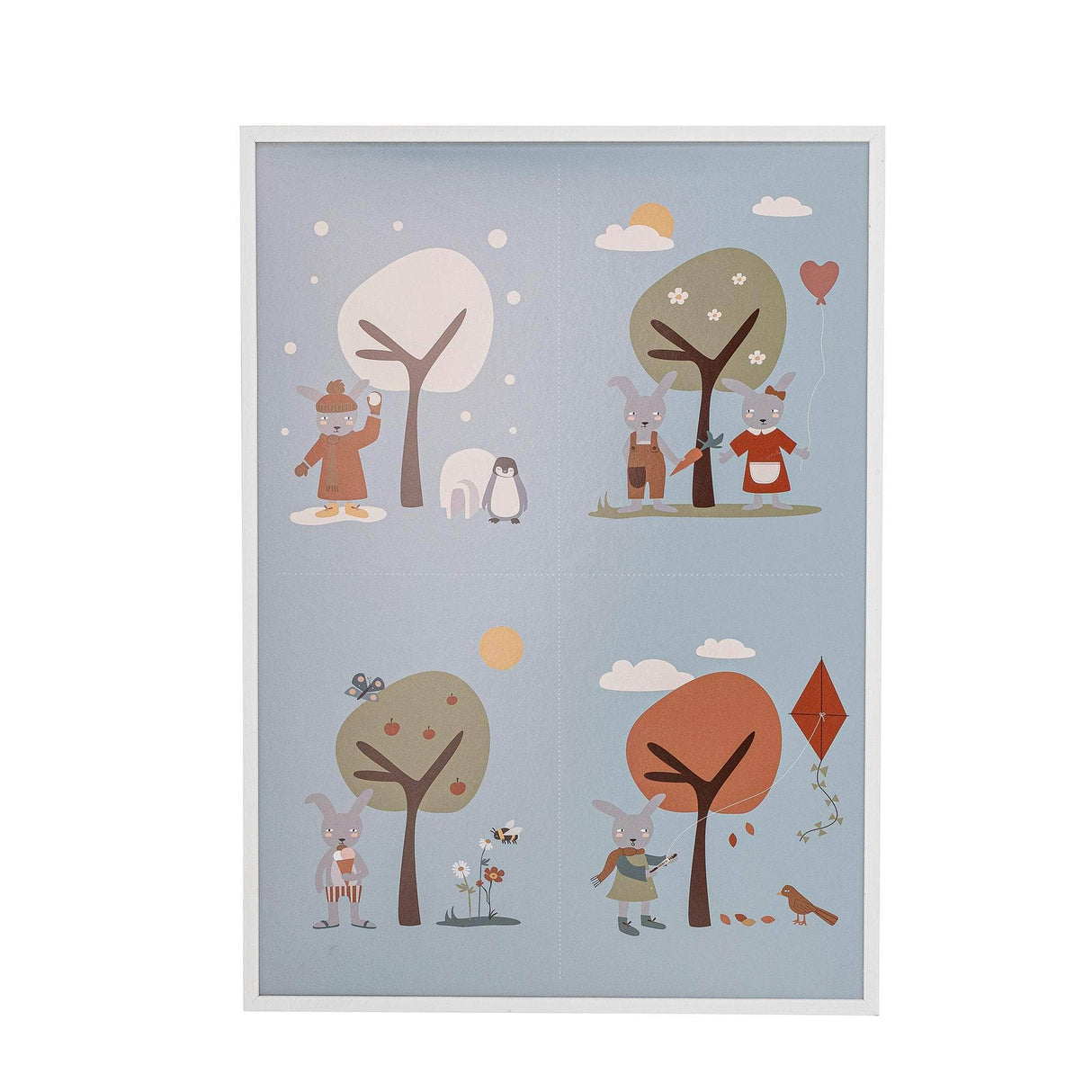 Bloomingville MINI Oya Illustration med ramme, Hvid, Fyr