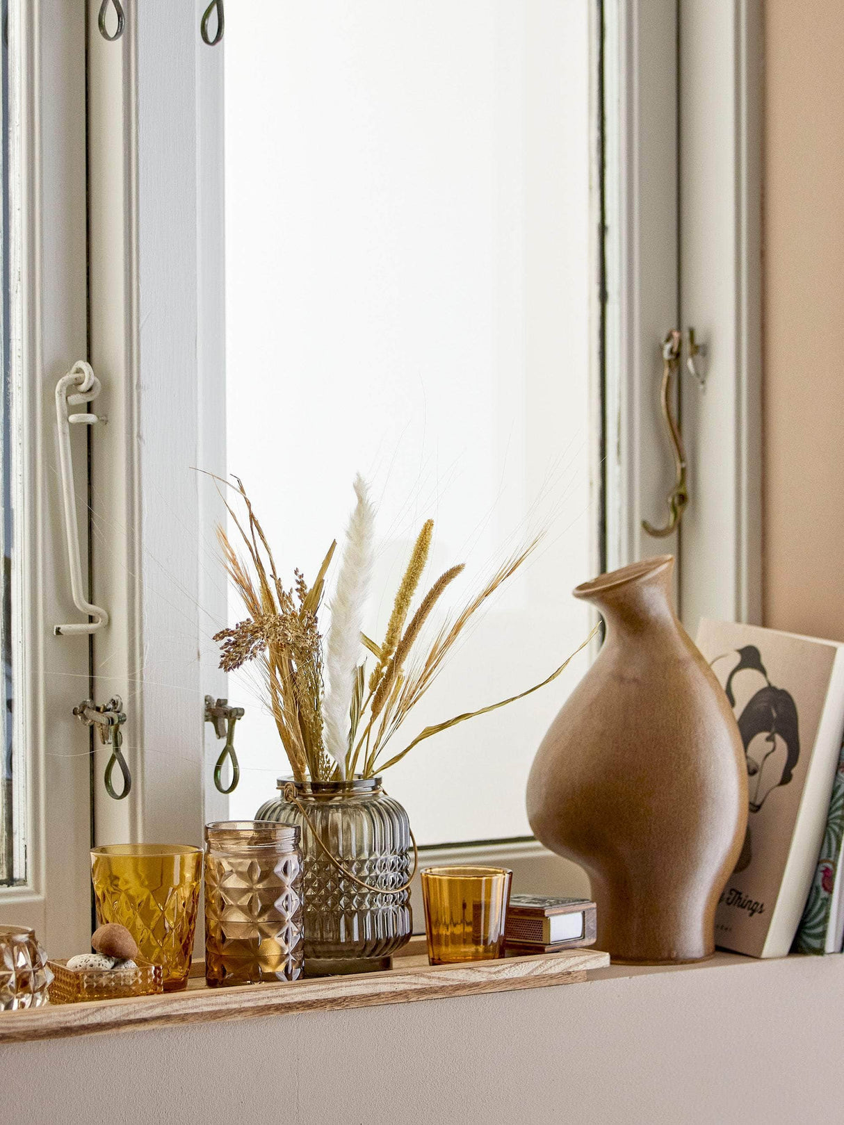 Bloomingville Sanga Bakke m/Fyrfadsstage, Brun, Glas