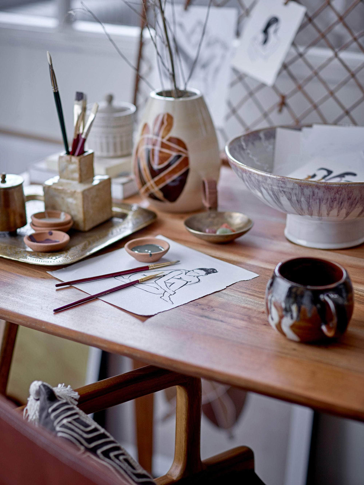 Bloomingville Ollie Lounge Stol, Brun, Læder