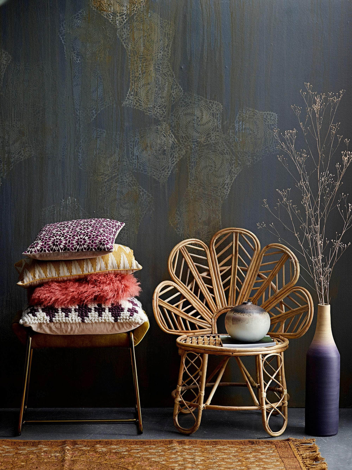 Bloomingville Serok Deko Vase, Lilla, Terrakotta
