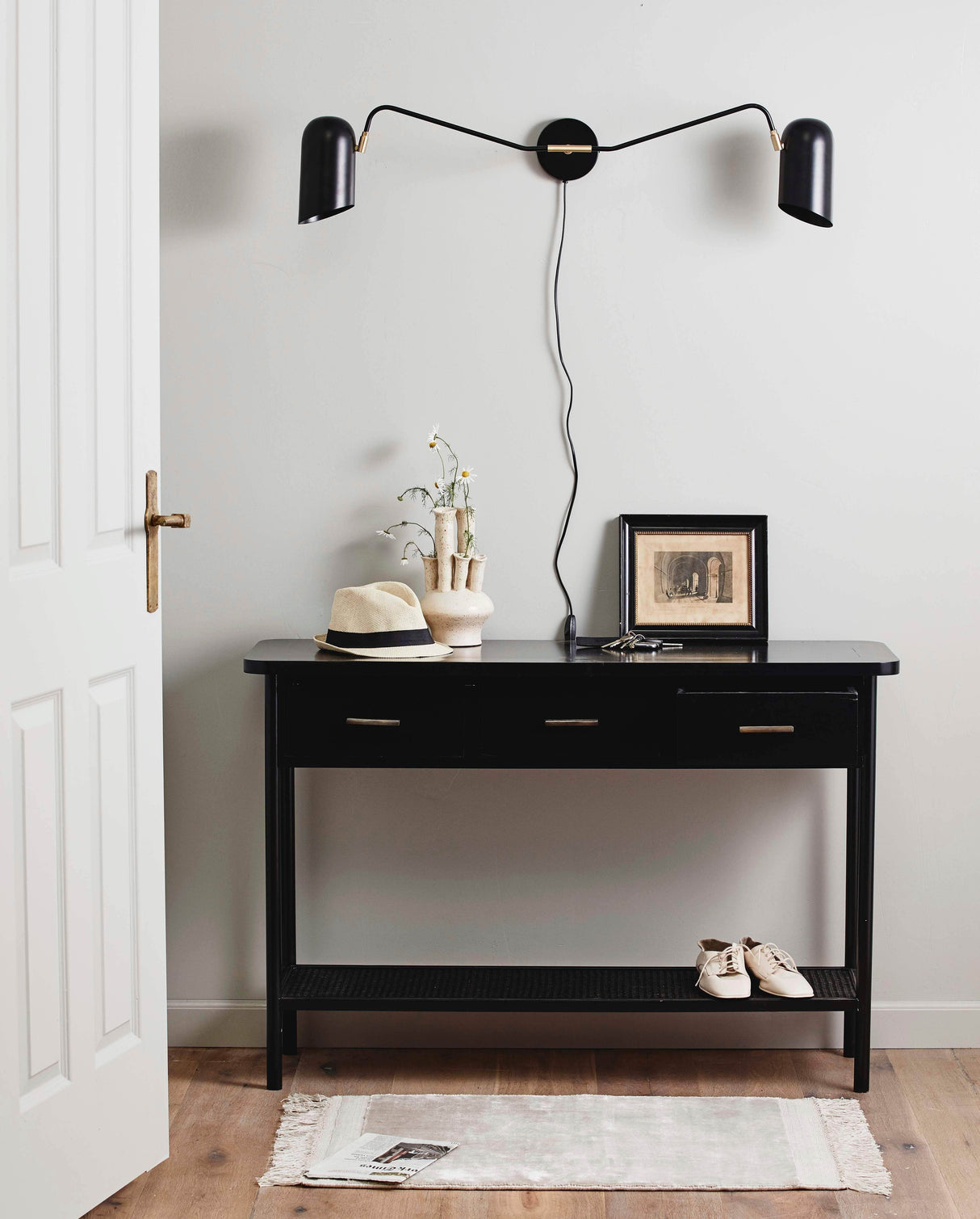 Nordal ERIS wall lamp, 2 arms, black
