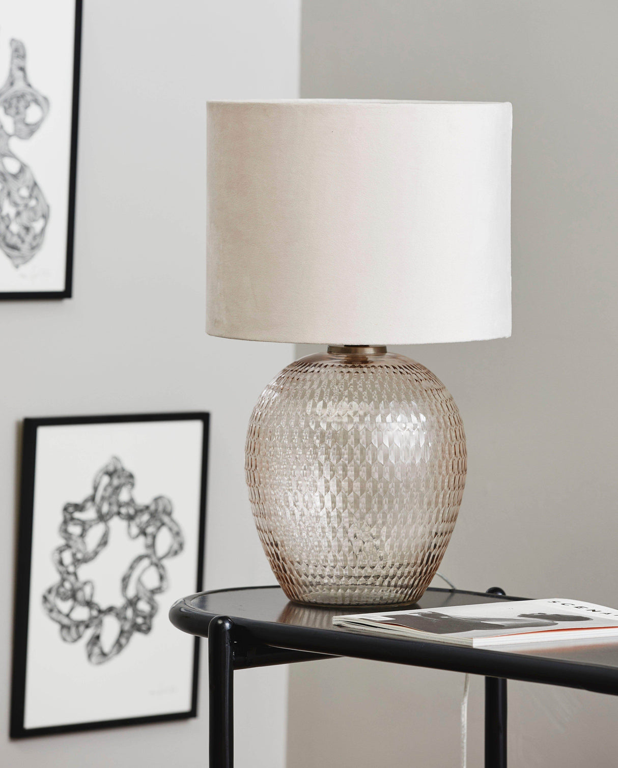 Nordal CHANDRA lamp base, cut glass, pale pink