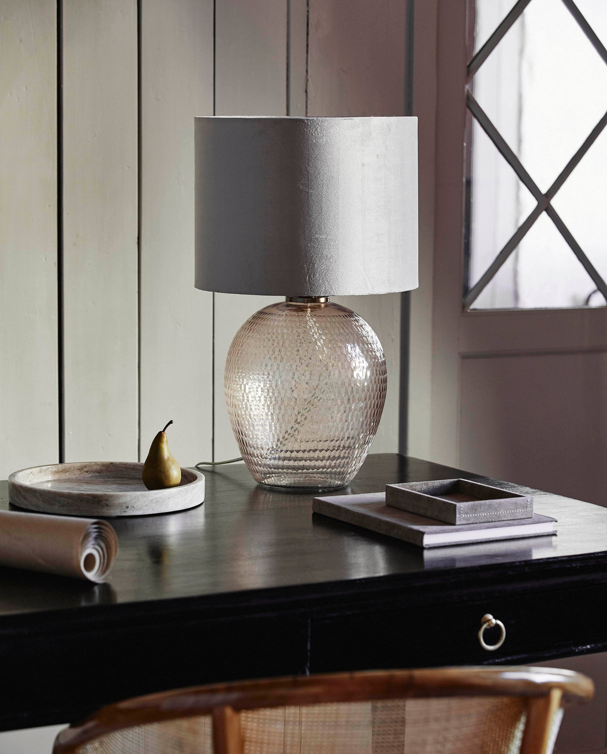 Nordal CHANDRA lamp base, cut glass, pale pink