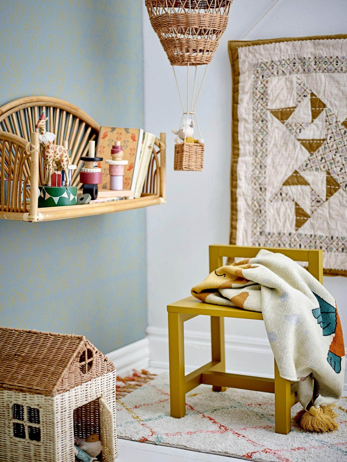 Bloomingville MINI Huggi Deko, Brun, Rattan