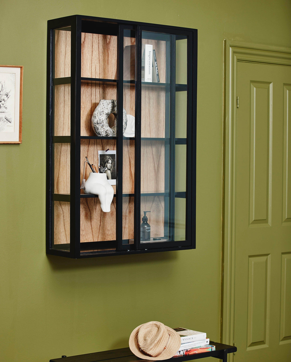 Nordal BEI wall cabinet, sliding doors, black