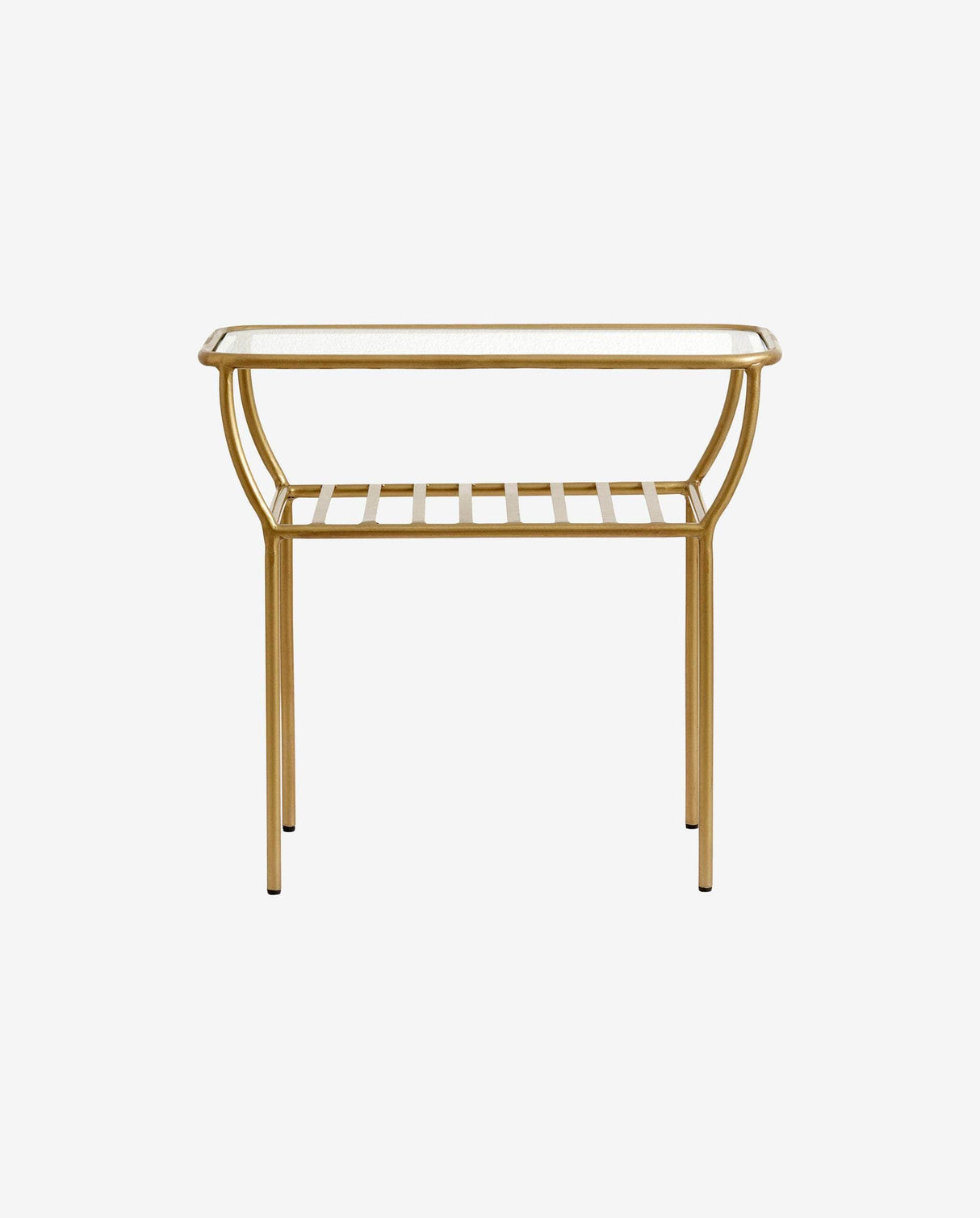 Nordal CHIC side table, golden, w/glass, bars