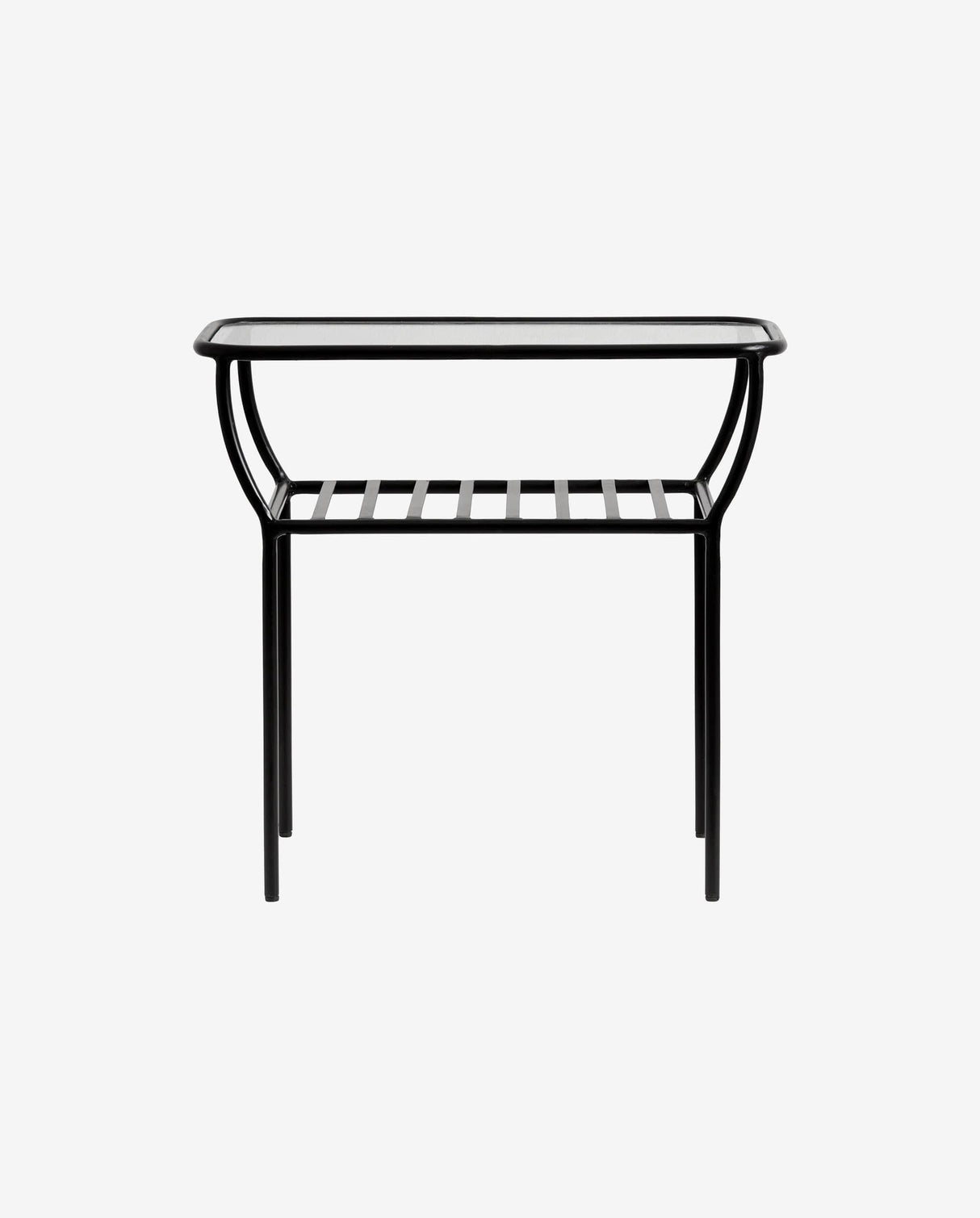Nordal CHIC side table, black, w/glass, bars