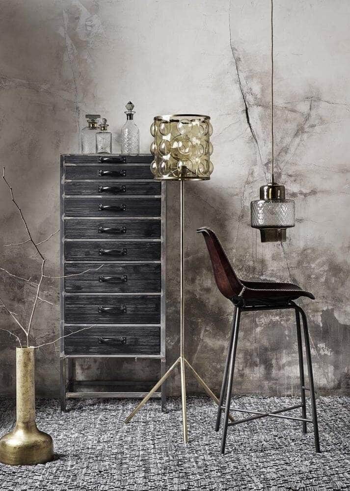 Nordal VEGA bar chair, leather, iron, d.brown