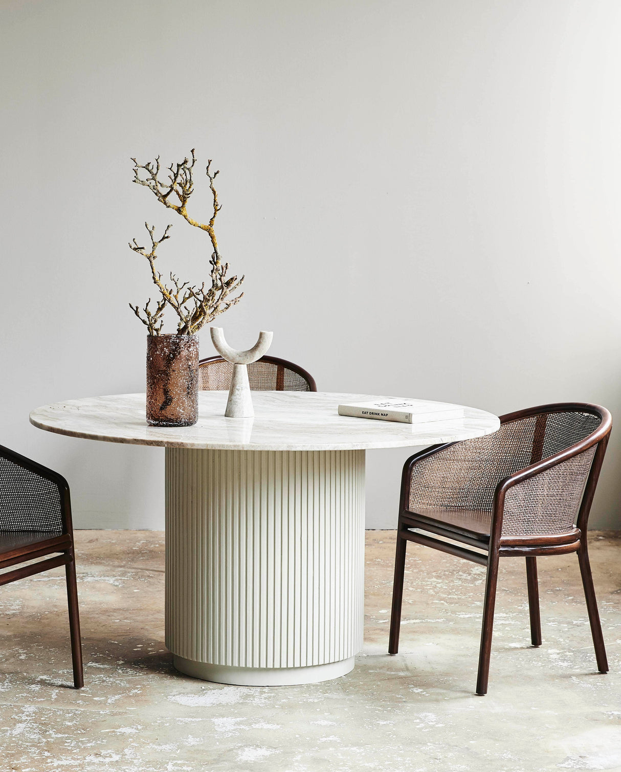 Nordal ERIE round dining table white marble top