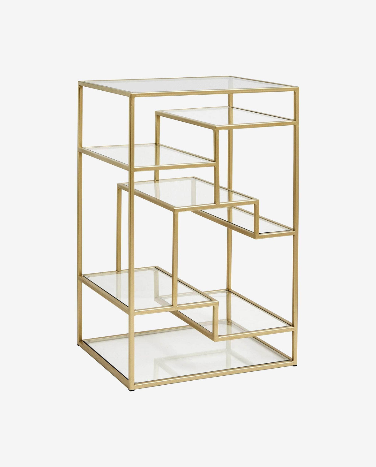 Nordal Display with glass shelves, golden