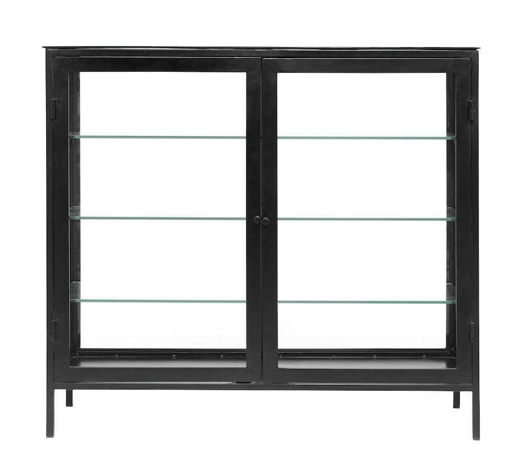 Nordal MONDO buffet, black w/glass back