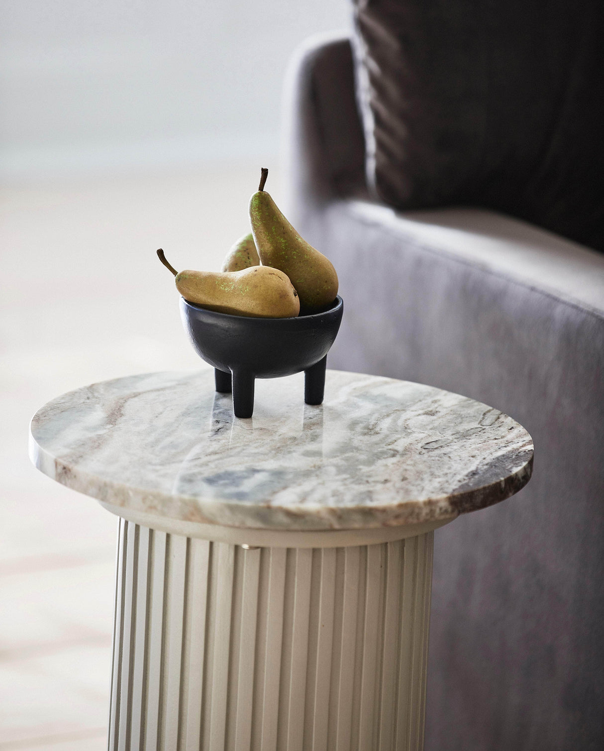 Nordal ERIE round side table, white marble top
