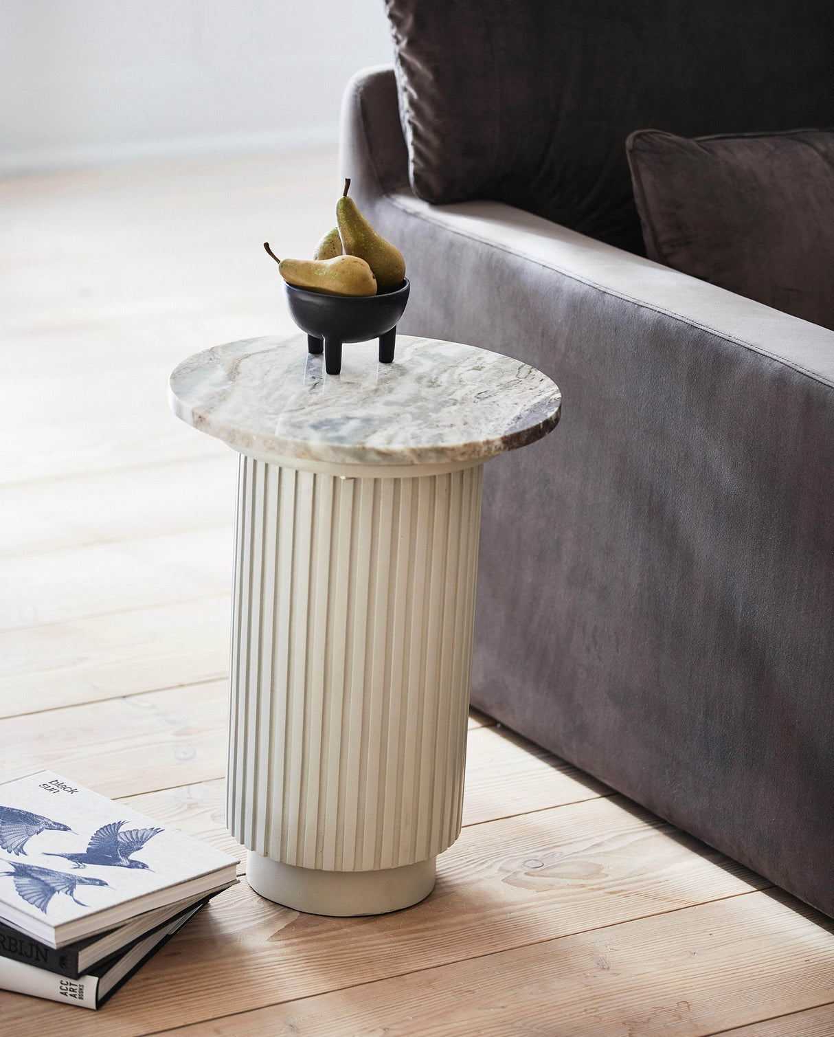 Nordal ERIE round side table, white marble top