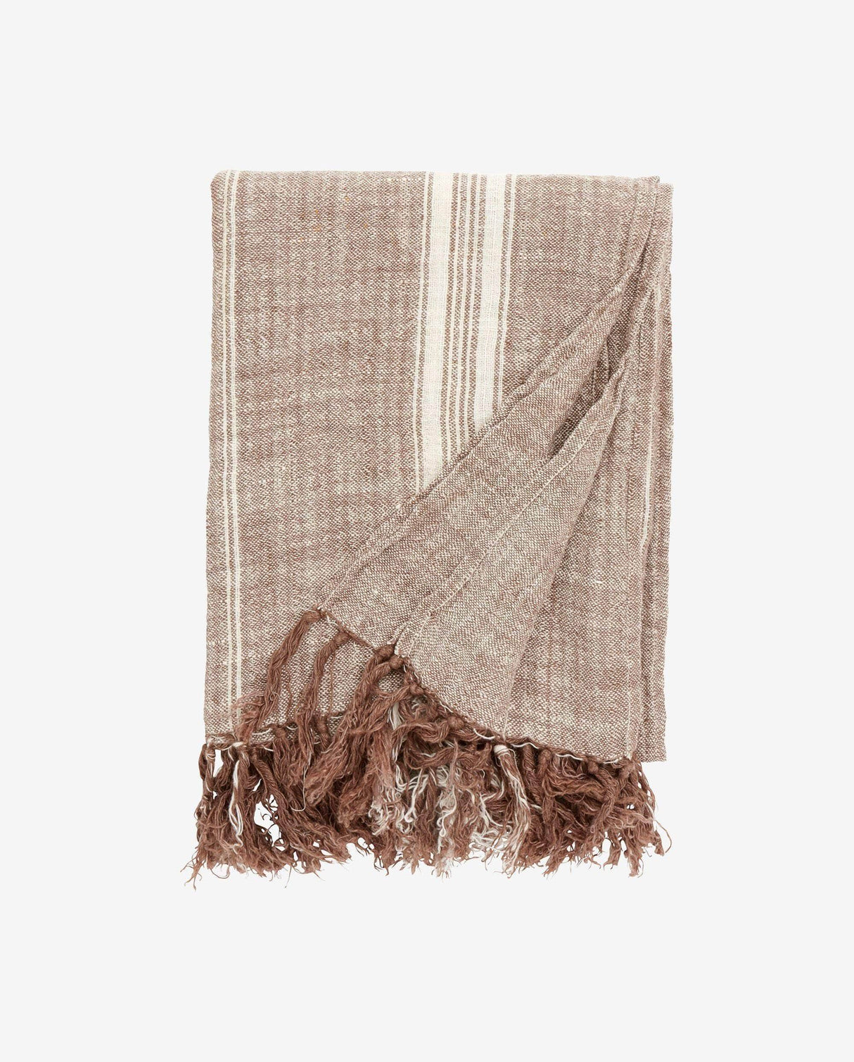 Nordal Blanket, brown w/white stripes, fringes