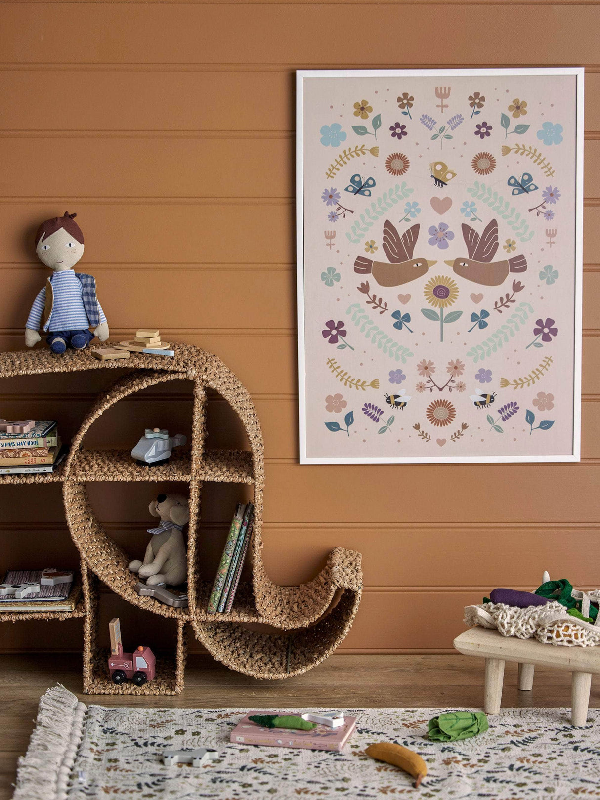 Bloomingville MINI Bryn Illustration med ramme, Hvid, Fyr