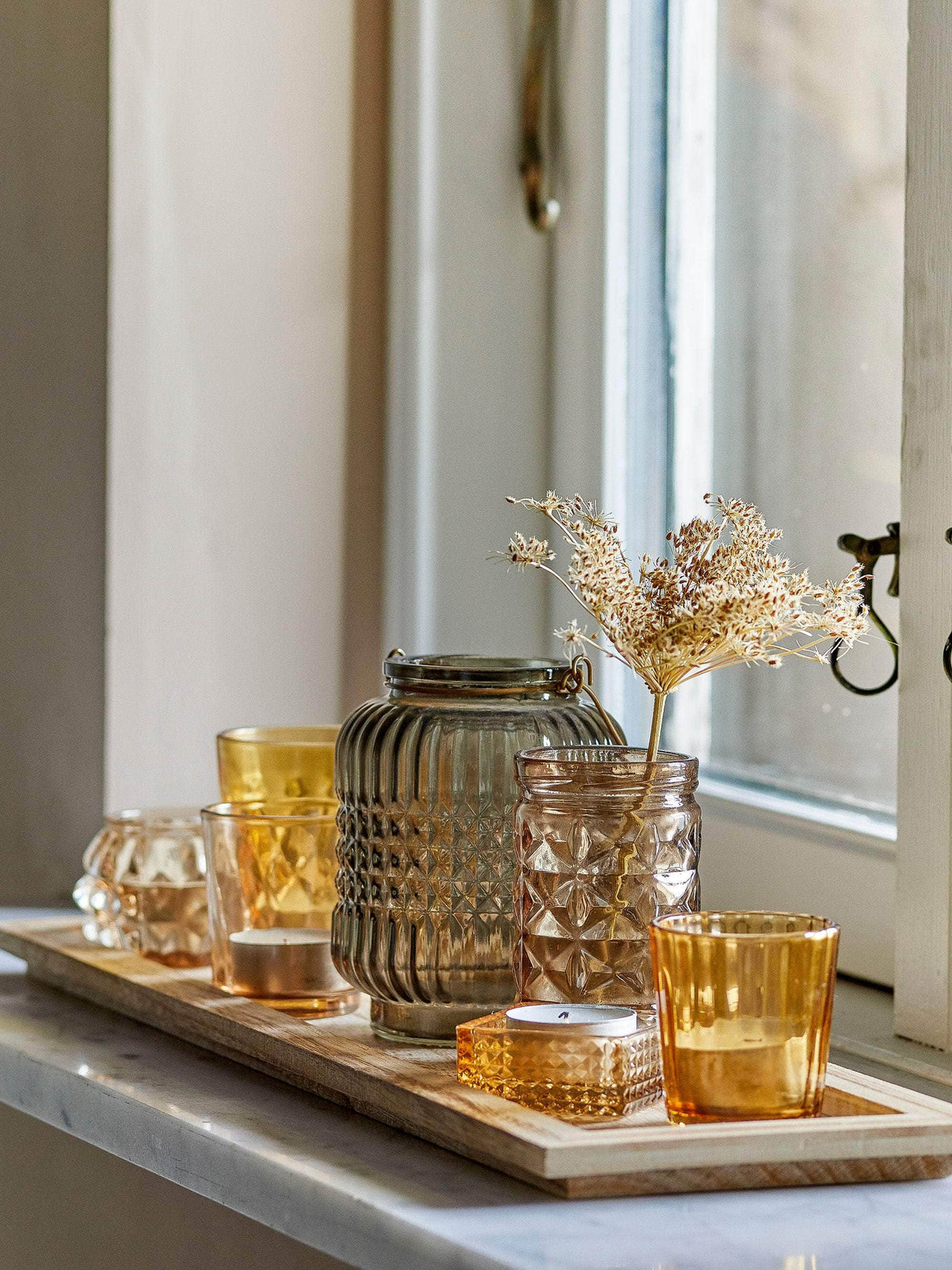 Bloomingville Sanga Bakke m/Fyrfadsstage, Brun, Glas