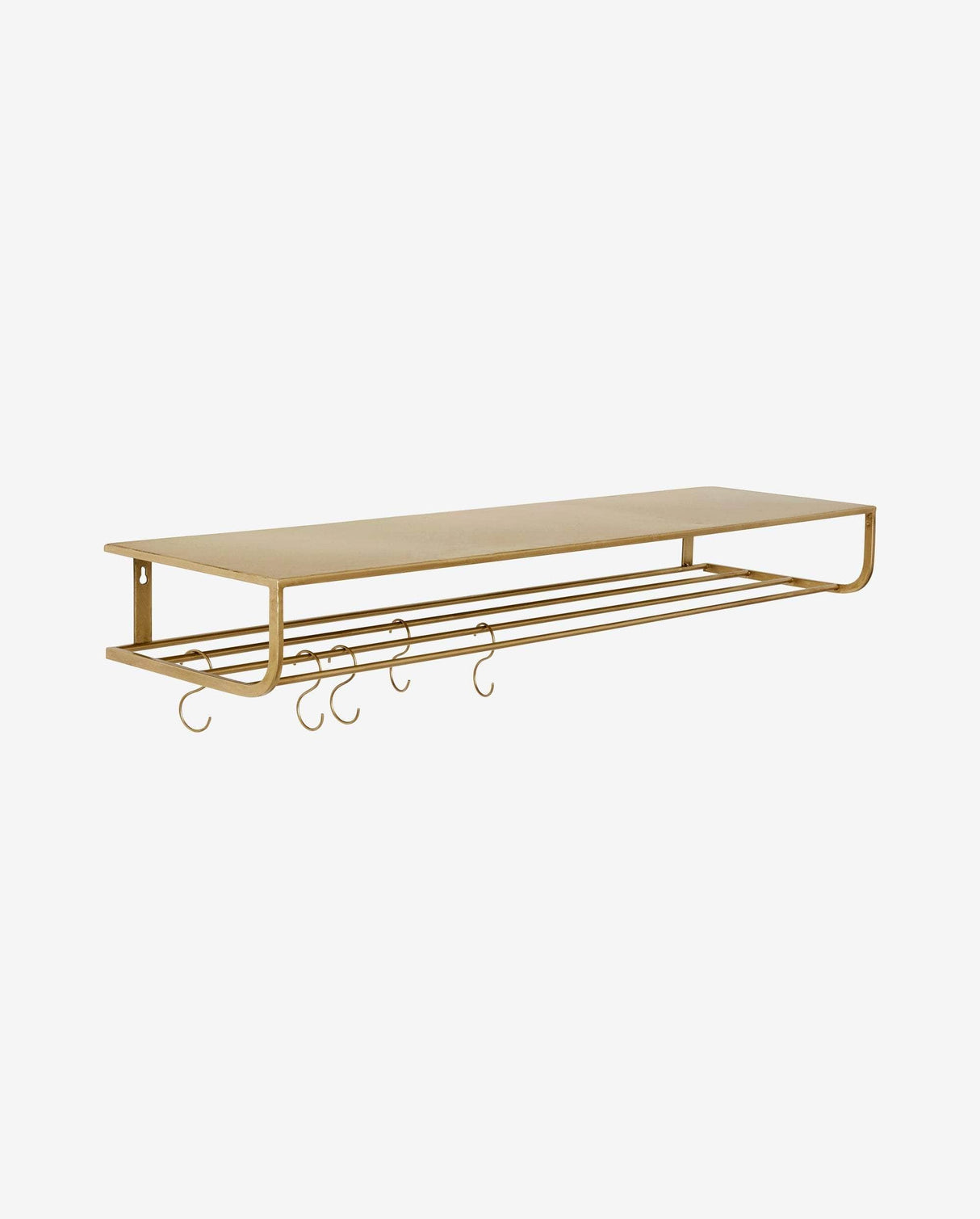 Nordal Shelf, metal, gold, L, incl. 5 hooks
