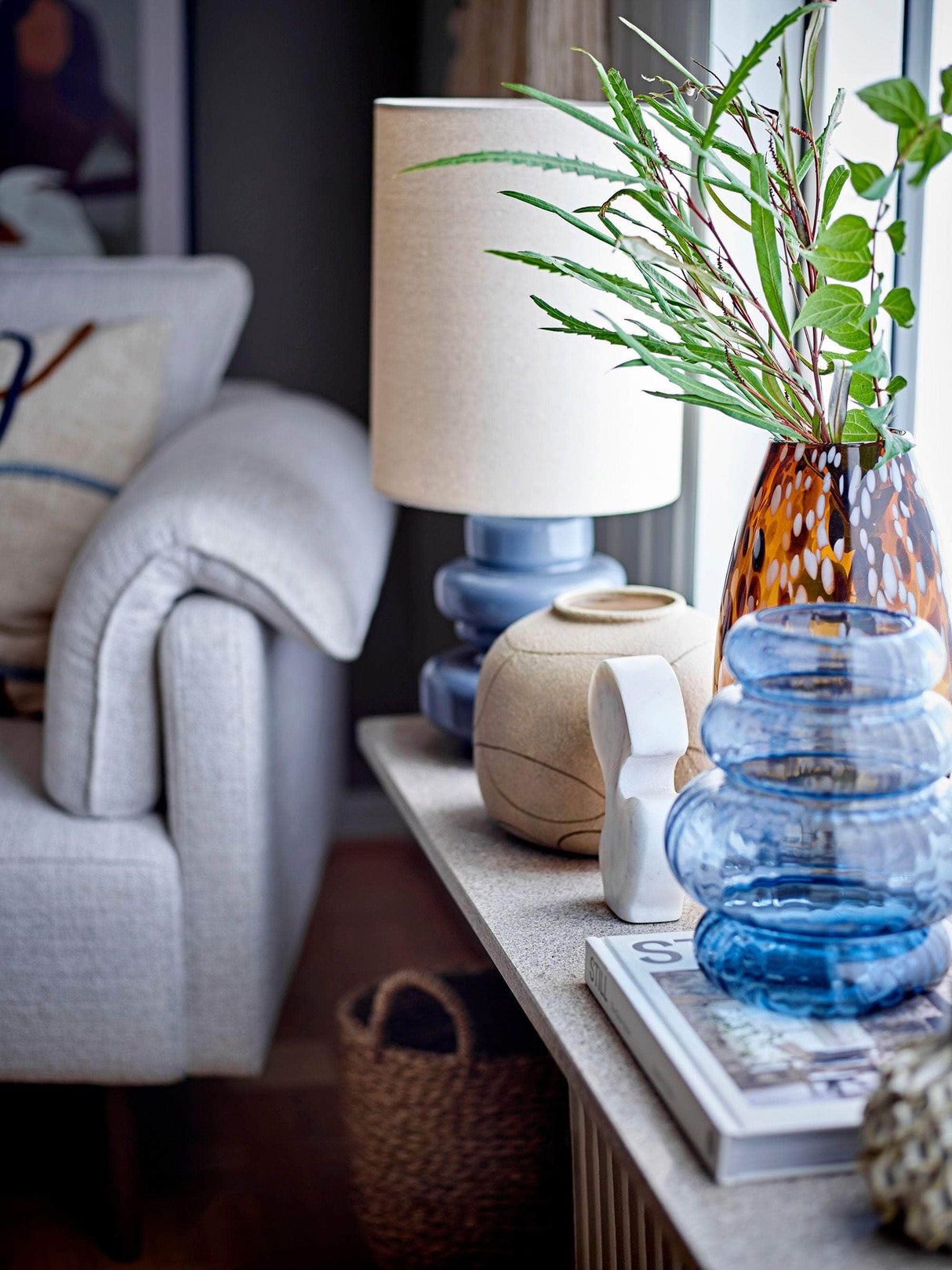 Bloomingville Bing Vase, Blå, Glas