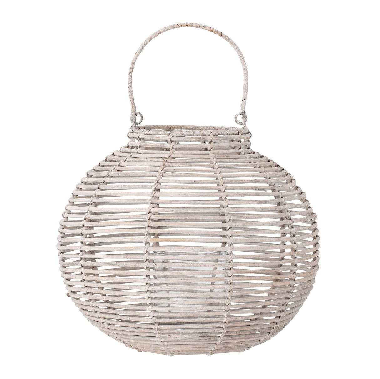 Bloomingville Malua Lanterne m/Glas, Hvid, Rattan