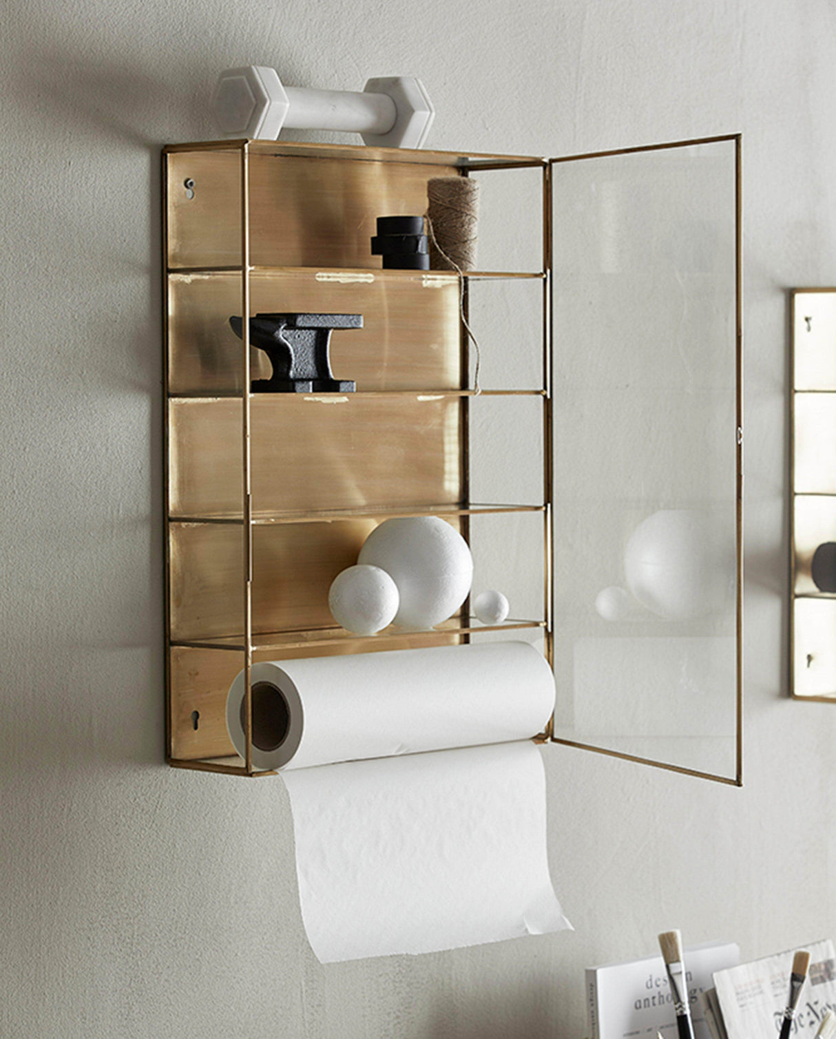 Nordal ADA small wall cabinet,S,3 shelve, gold