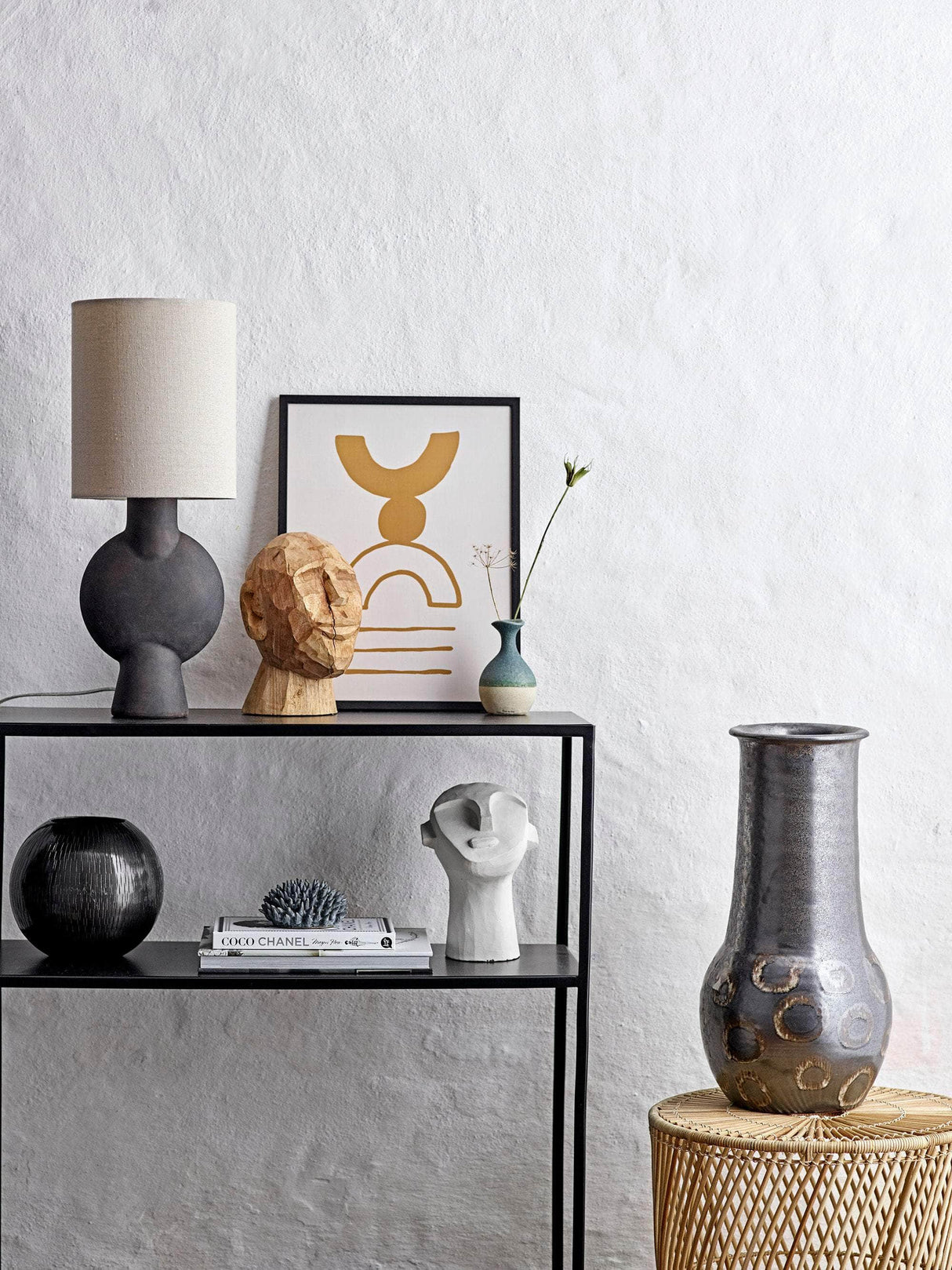 Bloomingville Gorm Deko Vase, Sort, Terrakotta