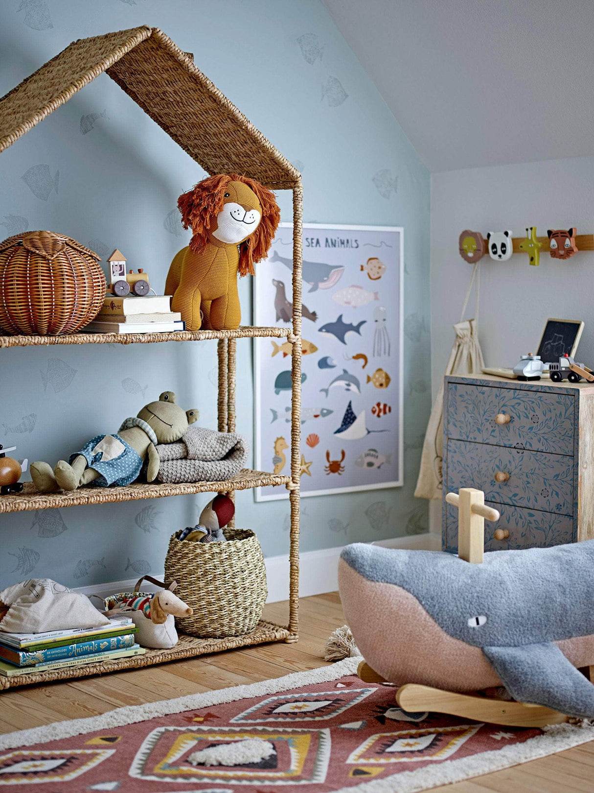 Bloomingville MINI Moby Gyngehest, Hval, Blå, Polyester