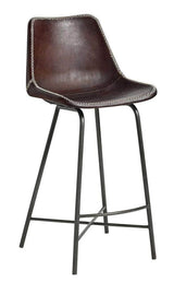 Nordal VEGA bar chair, leather, iron, d.brown