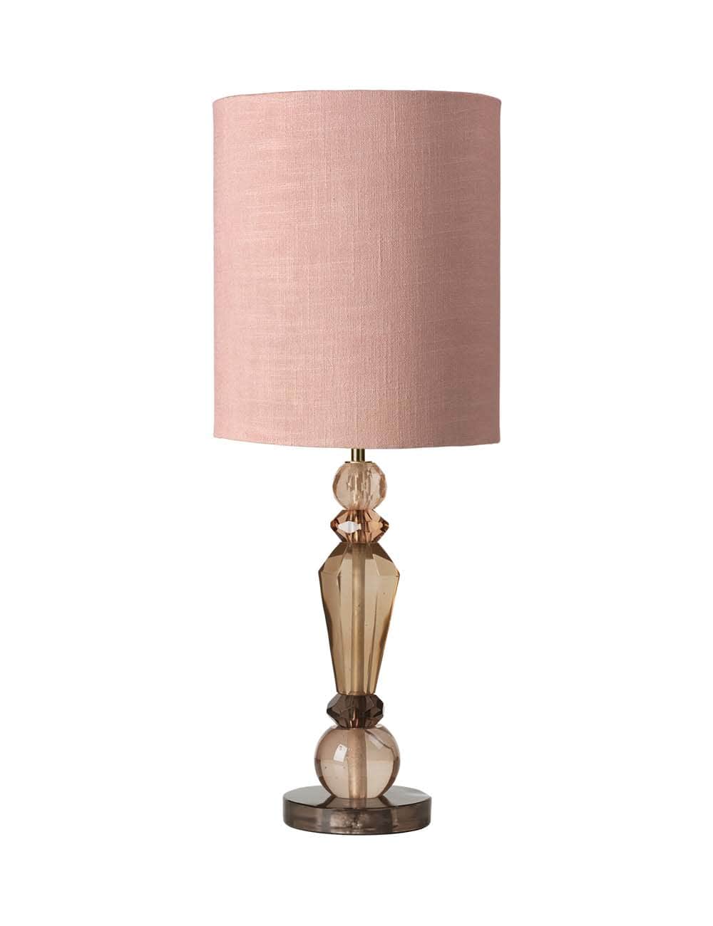 Cozy Living Caia Glass Lamp NOUGAT w. Dusty Rose shade