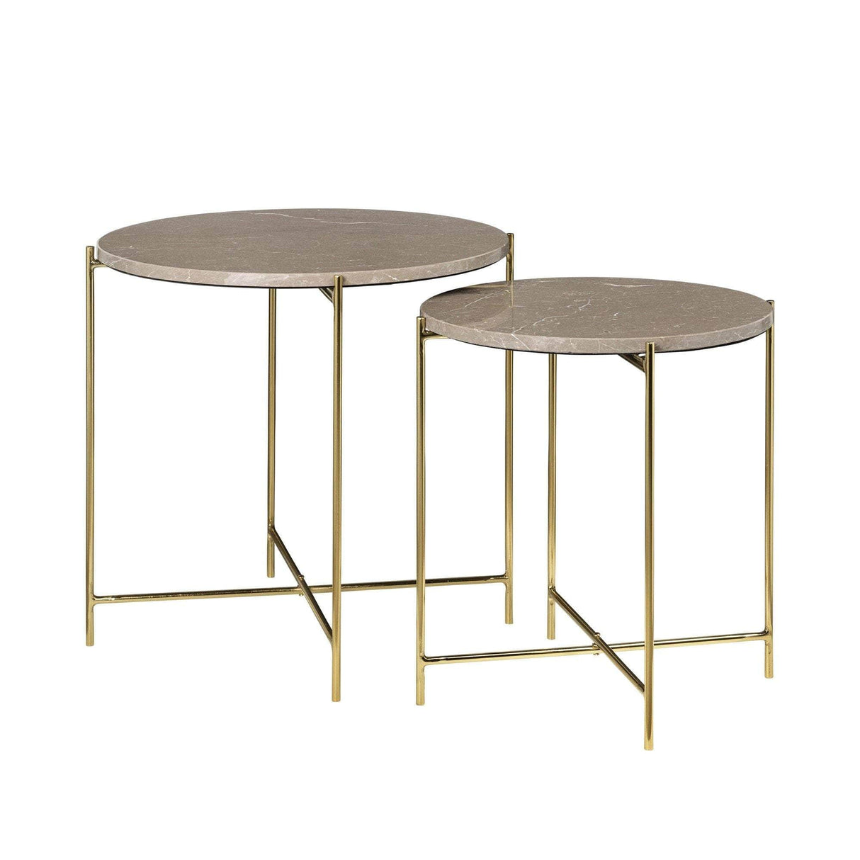 Cozy Living Freja Marble Table - TOFFEE,BRASS - Set of 2