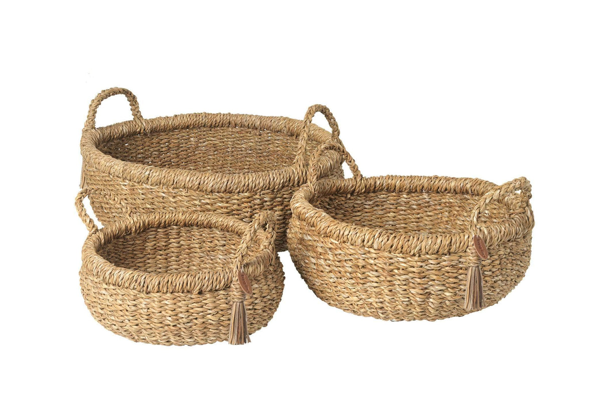 Cozy Living Hogla Seagrass Sara Baskets  - Round Low set of 3