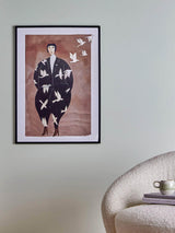 Bloomingville Bologna Illustration med ramme, Sort, Fyr