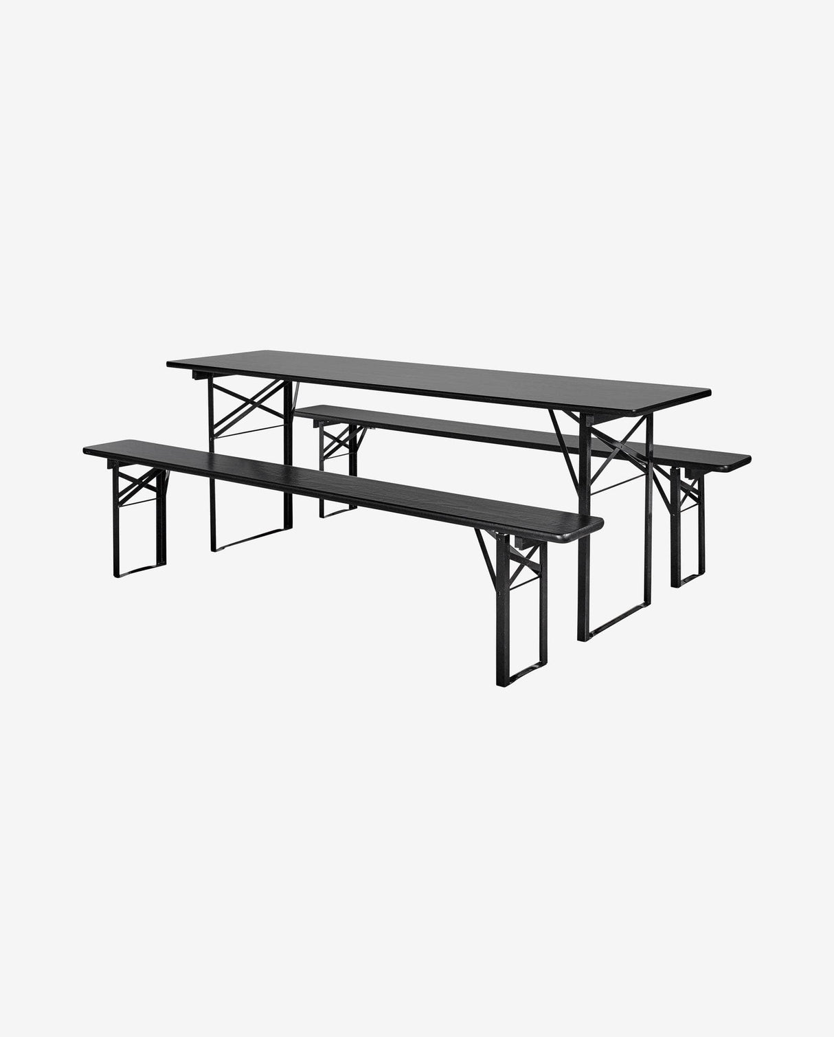 Nordal Table/bench set, black. s/3, L